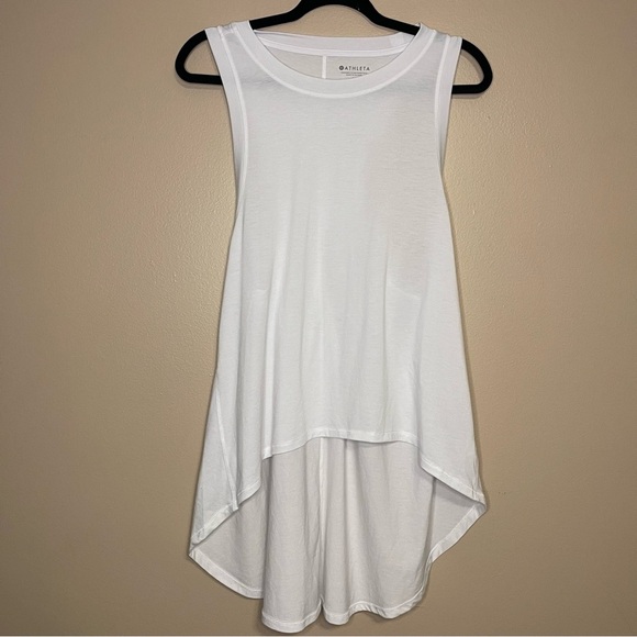 Athleta High Low White Sleeveless Tank Size M - Picture 2 of 8